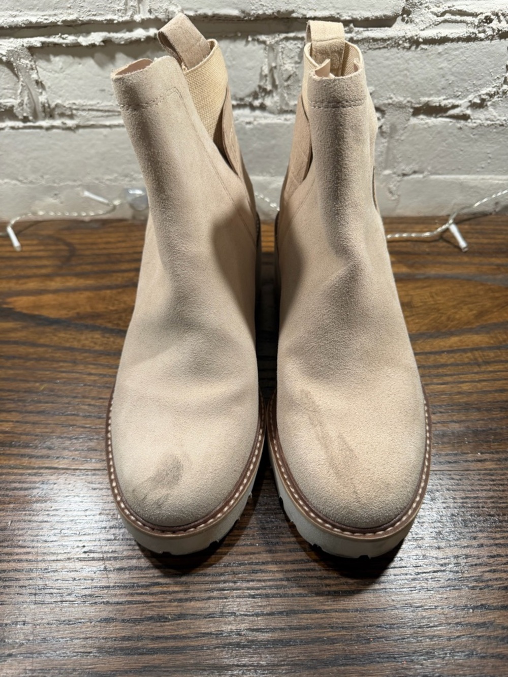 Dolce Vita Beige Suede Chelsea Ankle Boots